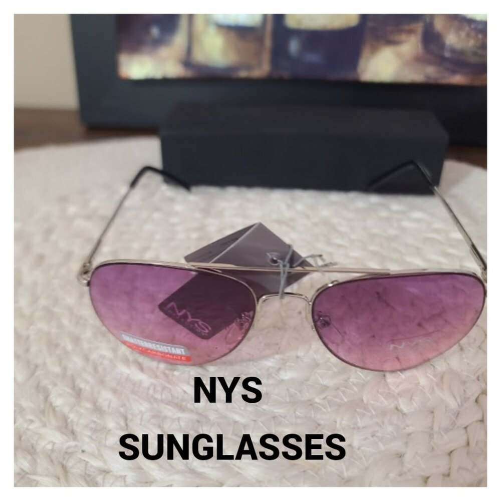 Nwt NYS Pink Aviator Sunglasses & Case
